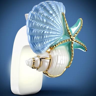 Hohean Wall Fragrance Plug in with Night Light Compatible with Bath & Body Works WallFlower Fragrance, Marine Style Essential Oil Diffuser Plug with Rotary Design (Shell Starfish Conch)