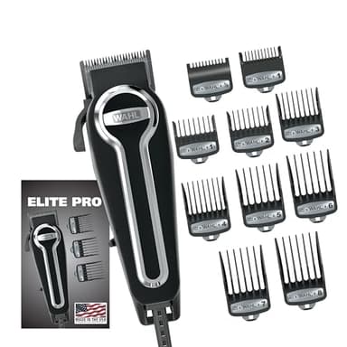 Wahl USA Elite Pro High-Performance Corded Home Haircut & Grooming Kit for Men – Electric Hair Clipper – Model 79602M