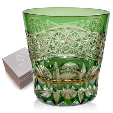 SANMENMO Hand Blown Crystal Whiskey Glass, Edo Kiriko Style Cut Rocks Glass, 11Oz Japanese-Inspired Luxury Lowball for Whisky, Bourbon & Spirits – Celebrate the Moment