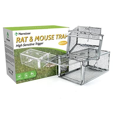 Kensizer 2-Pack Humane Rat Trap, Chipmunk Rodent Trap That Work for Indoor and Outdoor Small Animal - Mouse Voles Hamsters Live Cage Catch and Release