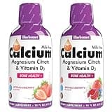 Bluebonnet Nutrition Liquid Calcium Magnesium Citrate & Vitamin D3 Daily Bone Support Supplement - Strawberry & Mixed Berry Bundle