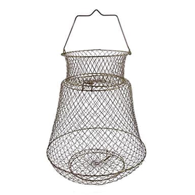 OperSeven Metal Rustproof Collapsible Fish Basket - Robust and Easy to Use Net Cage for Live Fish