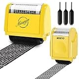 Miseyo Wide Identity Theft Protection Roller Stamp with Mini Confidential Roller Stamps Easy for Data Barcode ID Privacy,Guard Personal Information Blockout - Yellow (3 Refill Ink Included)