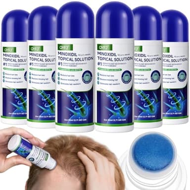 6 Pack 5% Minoxidil for Men and Women,Minoxidil Beard and Hair Growth Serum(Biotin-Infused) with Sponge Applicator for Thinning Hair and Sparse Beards,8-Month Supply 6 x 2.7 FL OZ