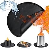 12'' Fire Pit Mat for Mesa Firepits, Round Fireproof Under Grill Mat, Oil-Proof Waterproof BBQ Pad for Deck Patio Grass Outdoor Grill Accessories, Portable and Reusable, Glossy Black