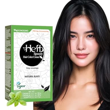 Dongsung Herb Speedy Color Cream Natural Black – Korean Herbal Vegan Hair Dye, PPD-Free, Ammonia-Free, Hypoallergenic – 100% Gray Coverage Odorless Dermatologically Tested Quick 20-Minute Application
