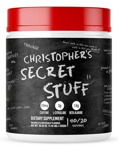 RAW Christopher's Secret Stuff Pre Workout Powder, Thavage (Tastes Like Winning) - Chris Bumstead CBUM Preworkout Supplement for Men & Women - Working Out, Hydration & Energy - 40 Servings