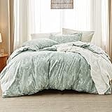 Bedsure Queen Comforter Set - Sage Green Bed Set, 3 Pieces Cute Floral Bedding, 1 Soft Reversible Botanical Flowers Comforter and 2 Pillow Shams