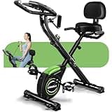 Caromix Folding Exercise Bike, Magnetic Fitness Stationary Bike with 16-Level Adjustable Resistance and Soft Chshion, Upright Indoor Cycling Bike for Home Workout