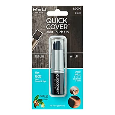 RED by Kiss Quick Cover Root Touch Up Stick, Water-Resistant Temporary Gray Hair Concealer with Brush for Roots and Beard, Long-Lasting Coverage, Easy Application (1 Pack, Black)
