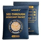 wisedry 2 x 500 Gram See-Through Silica Gel Packets, Color-Indicating Desiccant Packs for Storage, Reusable Safe Dehumidifier, Heat Resistant Dehumidifier Bags
