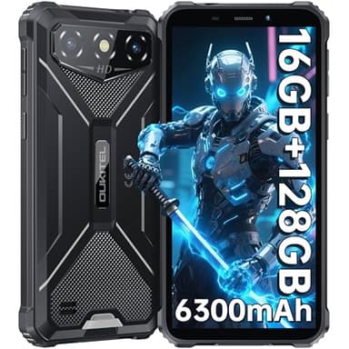 OUKITEL G3 Rugged Smartphone Unlocked -16GB+128GB/1TB TF 6” HD Display IP68/IP69K Rugged Cell Phones, 6300mAh Battery 13MP Rear Camera Waterproof Android Phone, GPS/3.5mm Jack/4G Dual Sim/Face ID