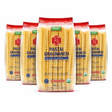 Pastai Gragnanesi Mafaldine Pasta di Gragnano I.G.P. – Organic Bronze Italian Pasta, Reginette Shape, Premium Pasta Imported from Italy – 17.6 oz (500g) – Pack of 5
