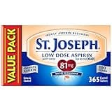 St. Joseph Aspirin Pain Reliever (NSAID) 81mg, Enteric Safety Coated, Adult Low Dose Regimen, 365 ct (1 Year Supply)