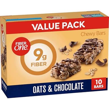 Fiber One Chewy Bars, Oats and Chocolate, Fiber Snacks, Value Pack, 10 Ct, 14.1 oz