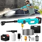 Upgrade 900PSI High Pressure Washer Cordless, 15000mAh Battery Powered Pressure Washer Gun with 6-in-1 Adjustable Nozzle, Portable Hand Held Power Washer for Car, Floor Cleaning & Garden Watering-Blue