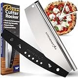16" Pizza Cutter Rocker Blade by KitchenStar - Sharp Stainless Steel Slicer Knife w Protective Cover, Dishwasher Safe Pizza Oven Accessories, Silver