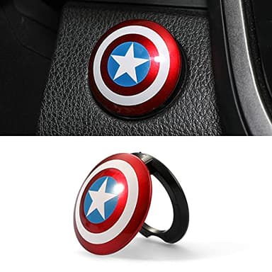 Car Engine Start Button Cover ABS Car Ignition Switch Trim Cover Captain America Auto Start Ring
