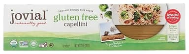 Jovial Whole Grain Brown Rice Capellini Pasta - Whole Grain Pasta, Organic, Gluten Free, Dairy Free, Brown Rice Pasta, Made in Italy - 12 Oz