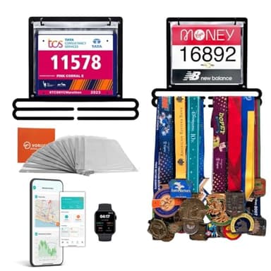 Vorlich Race Bib and Medal Display Medal Hanger Display Medal Holder Bib Boards for Runners Medal Hanger Medal Holder Display Running Medal Hanger Display Displays up to 50+ Medals,100+ Race Bibs
