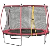 Soozier 10ft Trampoline Outdoor, Recreational Trampoline with Net Enclosure, Curved Poles and Safety Spring Cover for Kid Adults, ASTM Approved, Red