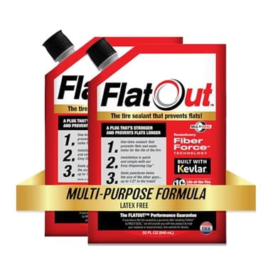 FlatOut Off Road Multi-Purpose Tire Sealant - Prevents and Repairs Flat Tires - Seals Leaks - Contains Kevlar - Tubeless Tire Sealant - 32-Ounce Bag - Pack of 2