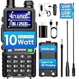 BAOFENG 5RM Ham Radio 10W High Power, VHF/UHF, 8 Bands Long Range Two Way Radio Handheld, NOAA, Frequency Copy, 999CH,USB C Charging 2500mAh Battery,6.1" &15.12" 771 Long Antenna-1 Pack Full Kit