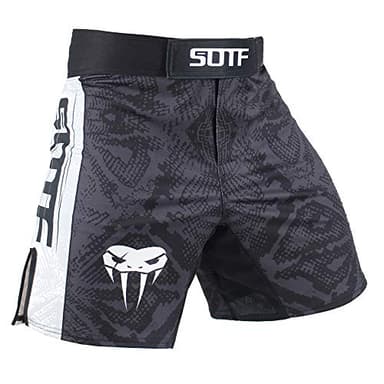 SOTF MMA Boxing Shorts Men Fight Shorts Men BJJ No Gi Shorts Dark Gray Medium Waist 31.5-33 inch