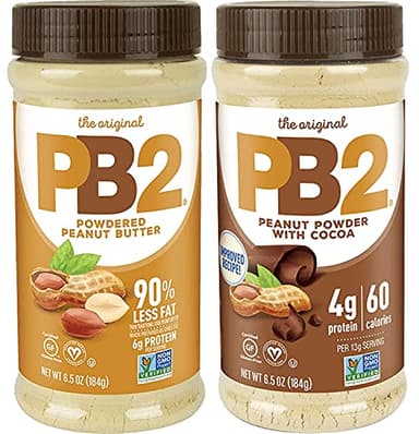 PB2 Powdered Peanut Butter Bundle, Keto Diet, Gluten Free, Mix in Protein Shakes & Smoothies, Low Carb, Original Peanut Butter & Peanut Butter Cocoa Flavors (2 Jars - 6.5 Oz Each)