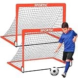 2 Pack 4' x 3' Soccer Goal Net Set, Pop Up Kids Practice Soccer Goals for Indoor and Outdoor.Portable Soccer Net with Carrying Bag & Ground Pegs, Perfect for Backyard, Field, Court (Orange)