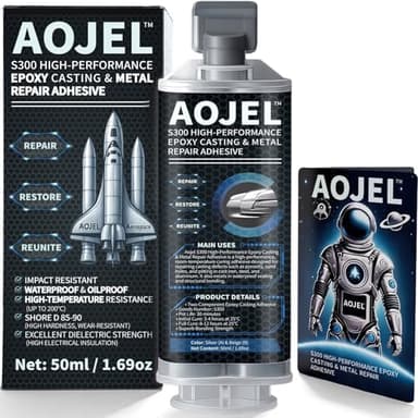 2-Part Structural Epoxy for Metal Repair — Load-Bearing Cold-Weld Style Strength, Drillable • 392°F Heat-Resistant • Waterproof Bond, 1.69 oz