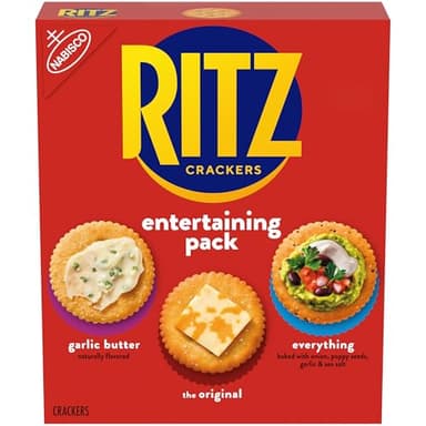 RITZ Crackers Entertaining Variety Pack with Original, Everything, and Garlic Butter Crackers, Snacks for Kids and Adults, Party Snacks, 10.3 oz