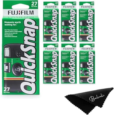 Fujifilm Quicksnap Flash Disposable Camera 400 Iso, 6 Pack, 35mm Camera, 27 Exp, Balveli Coth, Fuji Film Disposable Bulk, 6 Pack of Fuji Disposable Cameras.
