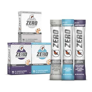 Gatorade G Zero Sports Drink Mix Powder Packets, 3 Flavor Frost Variety Pack, Electrolyte Powder Drink Mix for Hydration, Zero Sugar, 30 Total Packets