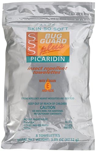 Avon Skin So Soft Bug Guard Plus Picaridin Towelettes - DEET-Free, Oil-Free, Resealable Bag with 8 Packets - Protection Against Mosquitoes, Deer Ticks, Gnats, No-Seeums, Sand Flies, and Biting Midges