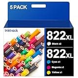 822XL Ink Cartridges Remanufactured Replacement for Epson 822XL Ink Cartridges for Epson 822 822 XL T822XL Epson 822XL Ink Cartridges Combo Pack for WF-3820 WF-4820 WF-4830 WF-4833 Printer（5 Pack）