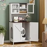 PAKASEPT Cat Litter Box Enclosure Furniture for Self-Cleaning Cat Litter Box, Litter Box Furniture with Shelves and Doors for Large Smart Litter Box