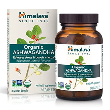 Himalaya Organic Ashwagandha Root, 90 Day Supply - Herbal Adrenal Support Supplements for Stress Relief and Energy Support - USDA Organic, Non-GMO, Vegan, Gluten Free, No Additives, 670 mg, 90 Caplets