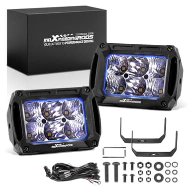 maXpeedingrods 2pcs 4.4 Inch 60W LED Offroad Pod Lights, Slim Light Bar Bright Spot Flood Combo, 6000LM Ditch Lights with Wiring Harness, Fog Lights for Truck Jeep Pickup ATV UTV Motorcycles