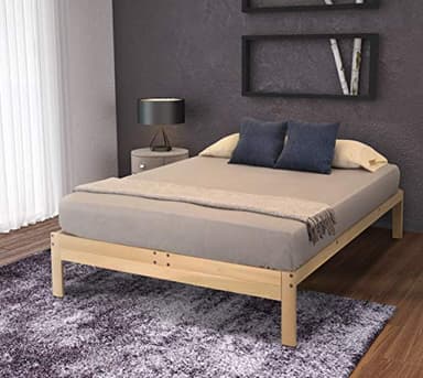 KD Frames Nomad Platform Bed - Queen Bed Frame - Unfinished Wood Bed Frame - Minimalist Swedish Design - Natural Wood Bed - Easy Assembly, No Box Spring Needed - Solid Wood Queen Platform Bed