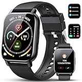 Smart Watch for Men Women, 1.85" HD Screen Smartwatch (Answer/Make Call) Heart Rate Sleep Monitor Pedometer, 110+ Sports Mode Fitness Watch, IP68 Waterproof Fitness Tracker for Android iOS, Deep Black