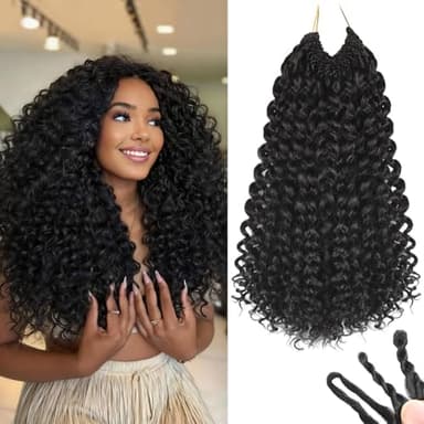 120 Strands Curly Crochet Hair Gogo Curl Pure Protein Fiber Close to Human Hair 14 Inch Pre looped Deep Wave Curly Crochet Hair For Black Women Beach Curl Twist Braiding Hair Extensions (14inch 1B)