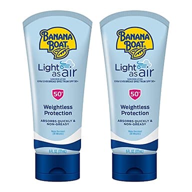 Banana Boat Light As Air Sunscreen Lotion SPF 50 Twin Pack | Lightweight & Non-Greasy Lotion Sunscreen SPF 50, Sunblock, Oxybenzone Free, 6oz each