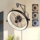 Fansconce Wall Mounted Fan with Lights, 23” Wall Mount Fan with Remote, 6 Speeds Plug in Wall Fan, Reversible, 3CCT, Dimmable, Noiseless, 360°Adjustable Tilt for Workshop, Patio, Home