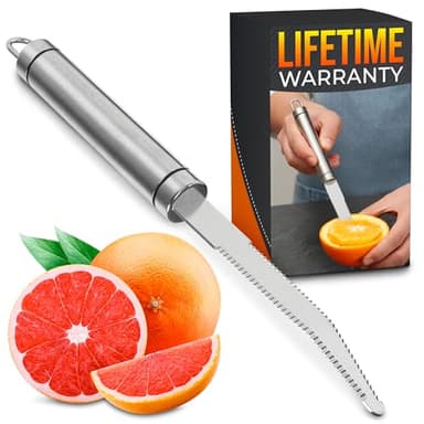 Grapefruit Knife Curved Serrated Double Blade – Stainless Steel Citrus Fruit Sectioning Knife & Peeler, Ergonomic Handle, Dishwasher Safe Kitchen Tool for Grapefruits, Oranges, Lemons & Citrus Prep
