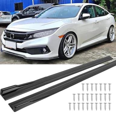 DREAMOTOR 2PCS Universal Car Side Skirts, 86.6" Side Skirts Extension Splitter Lip, Car Rocker Panels Side Skirt Body Kit, Compatible with Honda Civic Toyota Corolla Nissan Altima VW Chevrolet Camaro