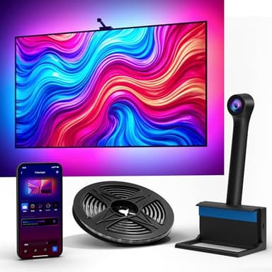 Ailofy TV Backlight with Camera for 55-65" TVs, 12.5ft LED Strip Lights, Real-Time Full-Screen Sync for Movies, Gaming & Music, Smart Bias Lighting, Works with Alexa & Google Assistant, App Control