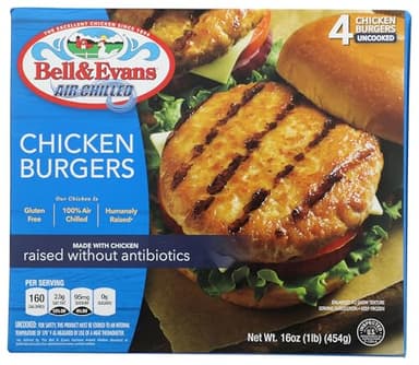 Bell & Evans, Frozen Chicken Burger Patties (Raised without Antibiotics), 16 oz