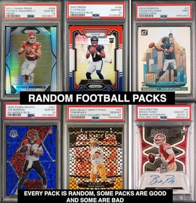Football Hot Packs - 15 Cards - 6 Rookies - Look for Autos - Mem - 1/1 - Graded - Numbered