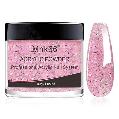 Mnk66 Acrylic Powder Professional Neon Color Glitter Pink Acrylic Nail Powder for Nail Extension, French Nail Art 3D Flowers, Nail Carving, Beginner (YSJF015-30g)
